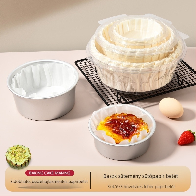 Baszk stílusú, hajlításmentes szilikonos sütőpapír 4/6/8 hüvelykes sajttortaformákhoz, csomagolásban 25 vagy 50 darab