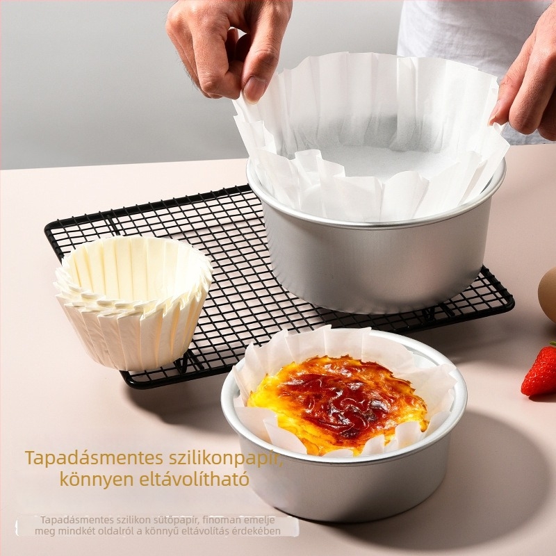 Baszk stílusú, hajlításmentes szilikonos sütőpapír 4/6/8 hüvelykes sajttortaformákhoz, csomagolásban 25 vagy 50 darab