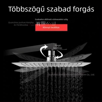 Rozsdamentes acélból készült multifunkcionális felső zuhanyfej, tükrös felülettel, nagy otthoni használatra