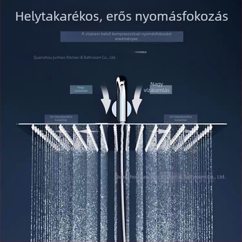 Rozsdamentes acélból készült multifunkcionális felső zuhanyfej, tükrös felülettel, nagy otthoni használatra