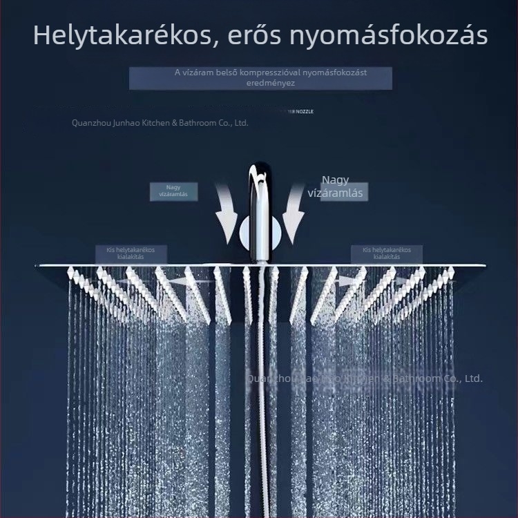 Rozsdamentes acélból készült multifunkcionális felső zuhanyfej, tükrös felülettel, nagy otthoni használatra