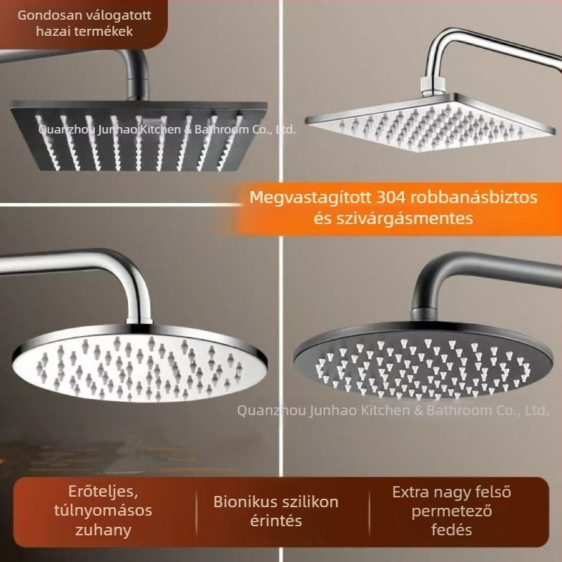 Rozsdamentes acélból készült multifunkcionális felső zuhanyfej, tükrös felülettel, nagy otthoni használatra