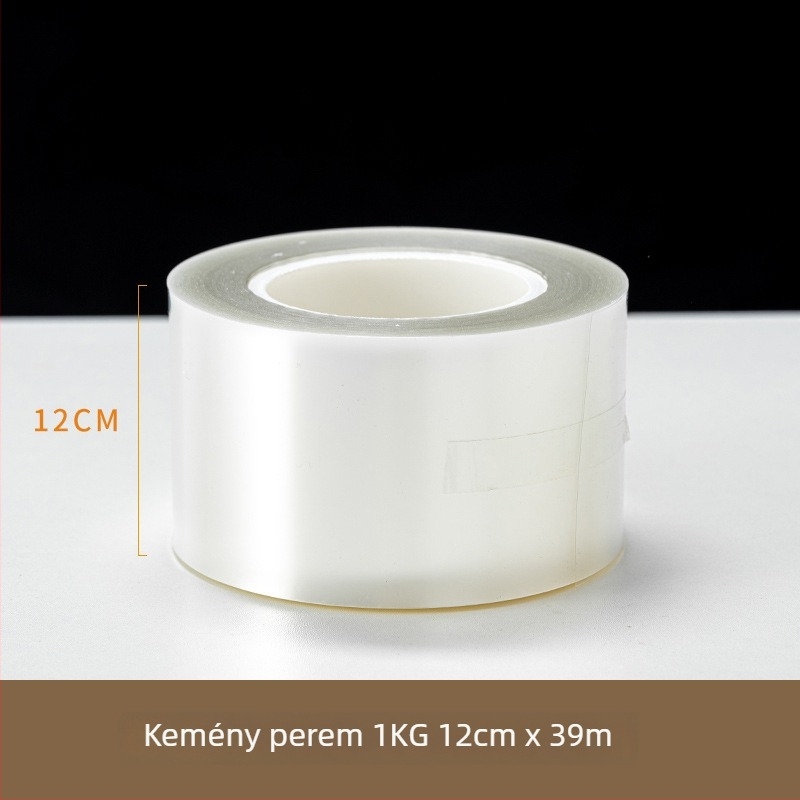 Átlátszó háromszög alakú tortaél-kiegészítő, mousse és többszörös rétegű sütemények dekorációja, puha műanyag él
