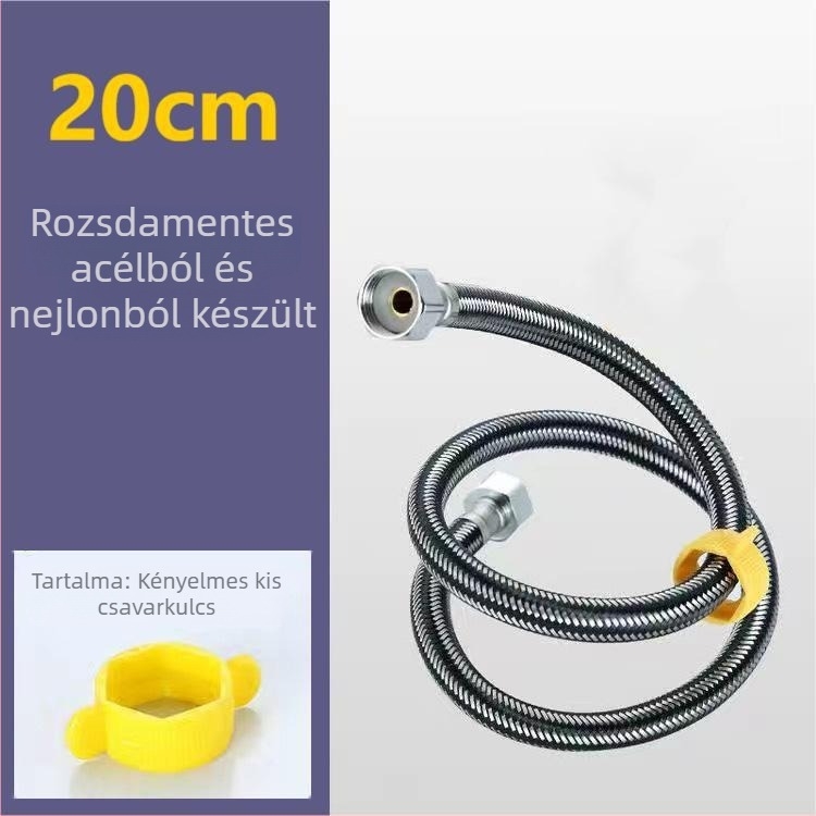 1/2 hüvelykes bemeneti tömlő meleg és hideg vízhez, 304 rozsdamentes acél sodrott, nylonmag