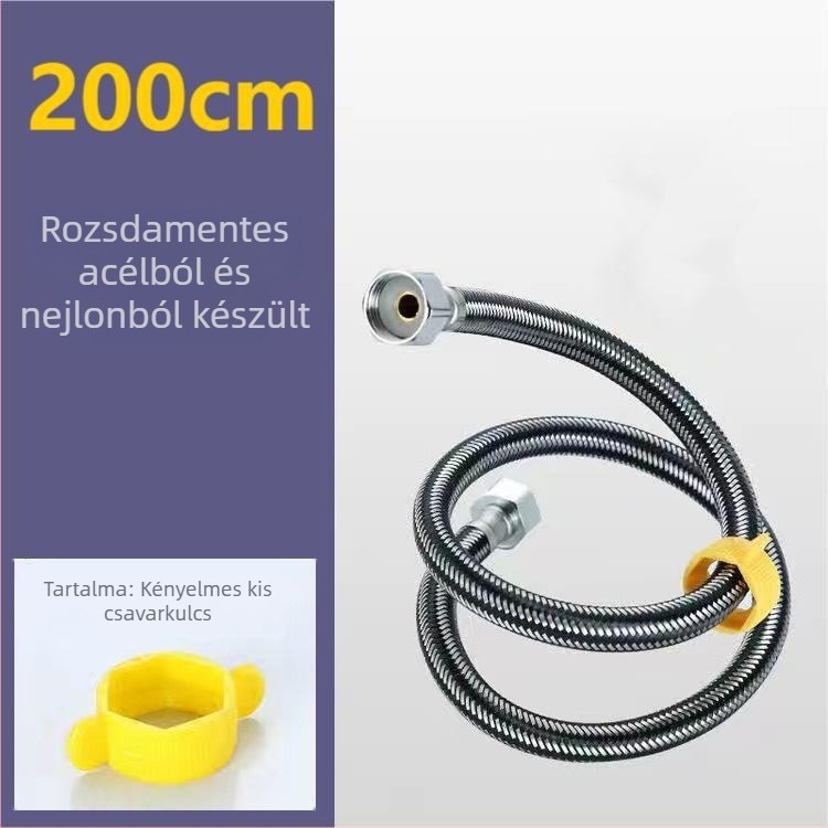 1/2 hüvelykes bemeneti tömlő meleg és hideg vízhez, 304 rozsdamentes acél sodrott, nylonmag