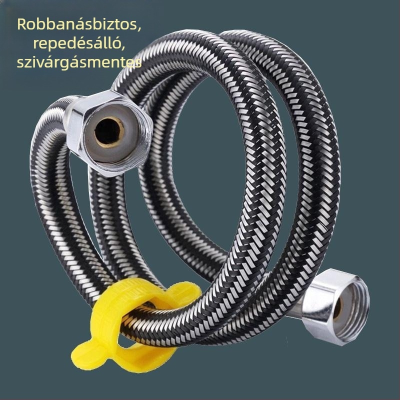 1/2 hüvelykes bemeneti tömlő meleg és hideg vízhez, 304 rozsdamentes acél sodrott, nylonmag