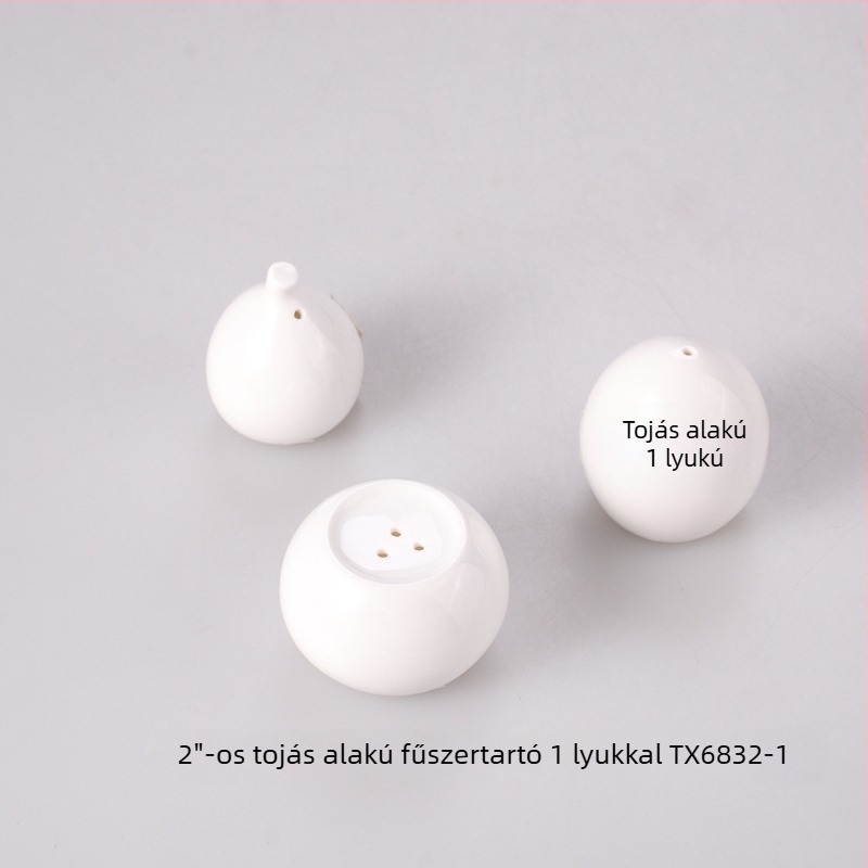 Fehér porcelán fűszerkészlet: sótartó, olajtartó, szószöntő, fogpiszkáló tartó és pároló pohár