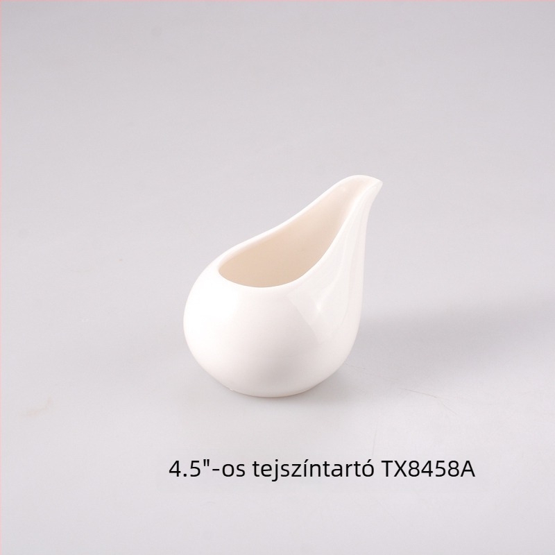 Fehér porcelán fűszerkészlet: sótartó, olajtartó, szószöntő, fogpiszkáló tartó és pároló pohár