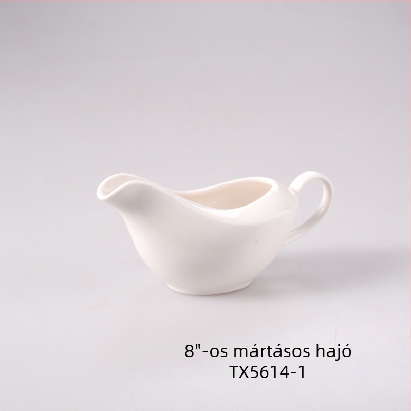 Fehér porcelán fűszerkészlet: sótartó, olajtartó, szószöntő, fogpiszkáló tartó és pároló pohár