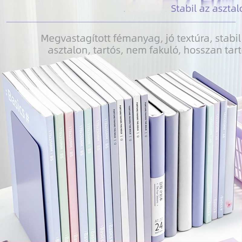 Fém könyvállvány, egyszerű, nagy méretű, kihúzható asztali rendező könyvekhez
