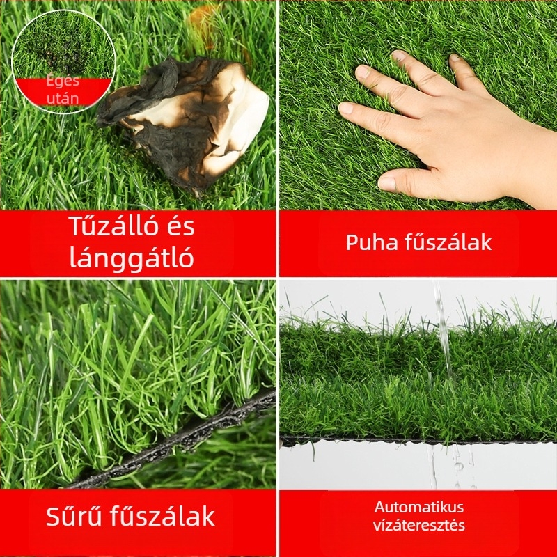 Erkélyre szánt dekoratív műfű, árnyékoló panellel, zöld szőnyeg és műanyag növények óvodásoknak