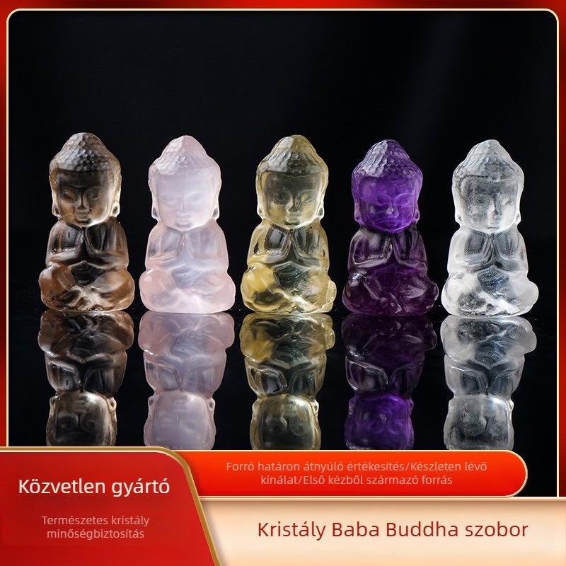 Természetes ametiszt Baba Buddha – mini Buddha figura, medál DIY kő dekoráció