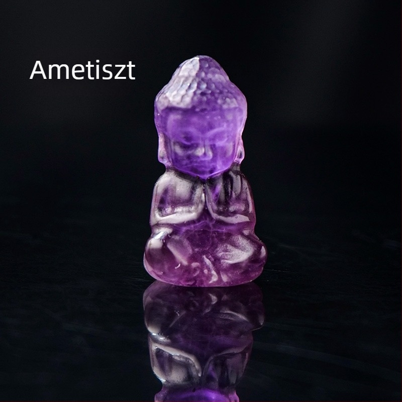 Természetes ametiszt Baba Buddha – mini Buddha figura, medál DIY kő dekoráció