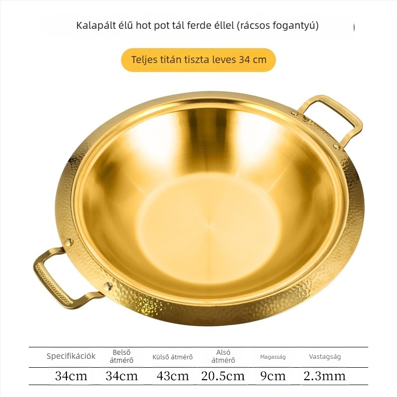 304 rozsdamentes acél kétízű hot pot, vastagított tiszta és pikáns leves, univerzális gáz- vagy indukciós főzőlaphoz, kapacitás 4,1–10 L