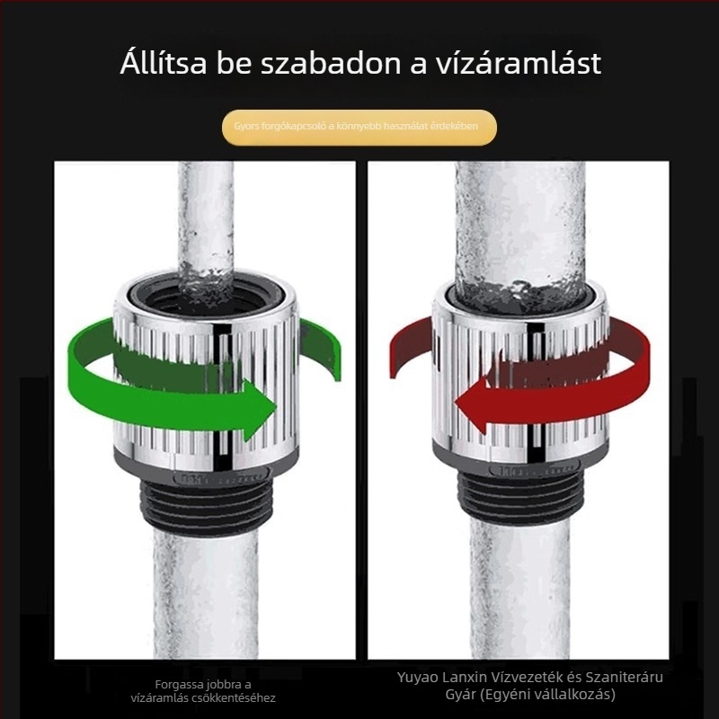 Univerzális csaptelep-hosszabbító cső kapcsolóval és anti-spray fejjel, 304 rozsdamentes acél