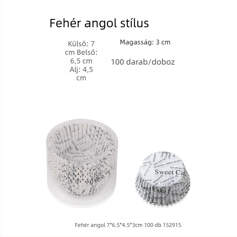 100 nyomtatott muffinpapírcsészé sütéshez, magas hőmérsékleten ellenálló