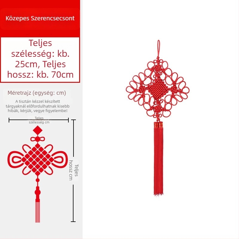2026-os piros kínai csomó a nappaliba, nagy szerencsehozó csomó a Tavaszi Fesztiválhoz, egység és béke dekoráció
