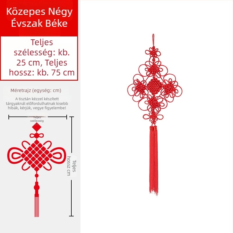 2026-os piros kínai csomó a nappaliba, nagy szerencsehozó csomó a Tavaszi Fesztiválhoz, egység és béke dekoráció