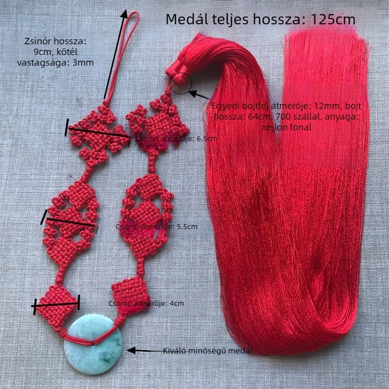 125 cm hosszú kínai csomó medál – etnikus stílusú ünnepi dekoráció a szerencséért