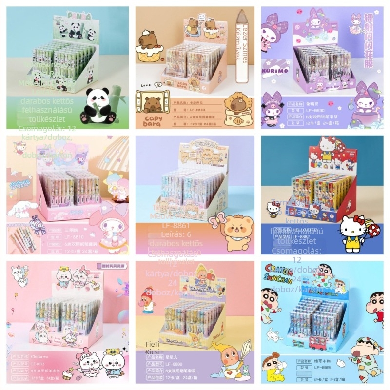 Hello Kitty töltőtoll dobozos készletben, elegáns kialakítás, írásgyakorlásra, cserélhető tintapatronokkal, diákoknak