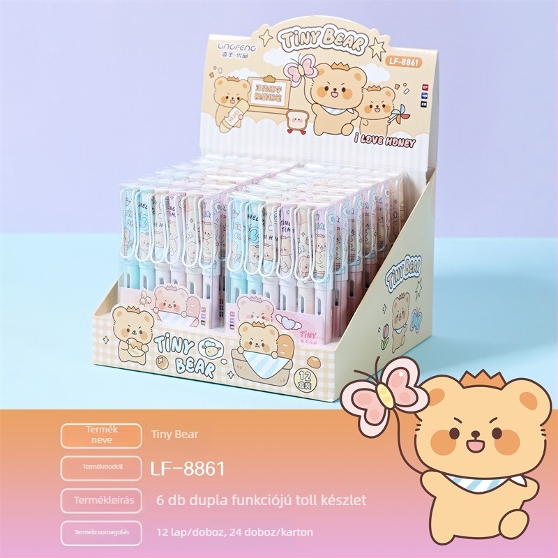 Hello Kitty töltőtoll dobozos készletben, elegáns kialakítás, írásgyakorlásra, cserélhető tintapatronokkal, diákoknak