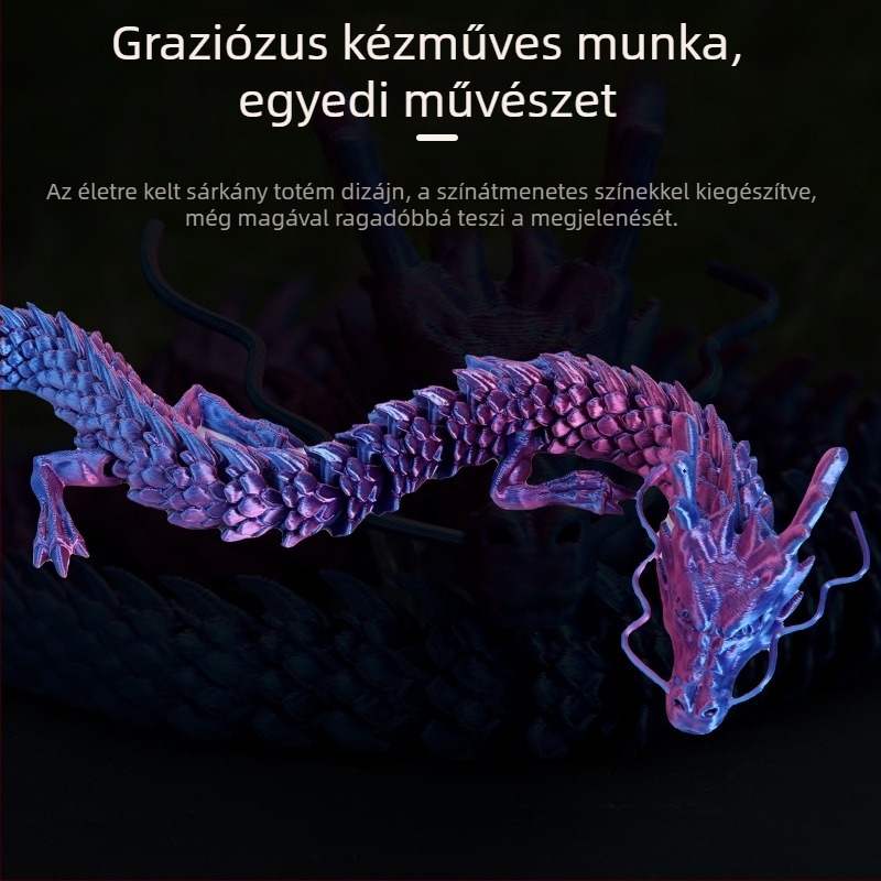Nagy méretű 3D-nyomtatott kínai sárkány akvárium táj dísz, mozgatható ízületekkel, autó belső dekoráció