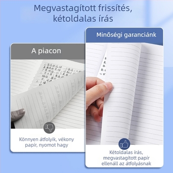 B5 méretű puha borítású notesz ragasztott kötésű, 75 g/m² papír, 100–200 oldal, munkához, iskolához és naplózáshoz