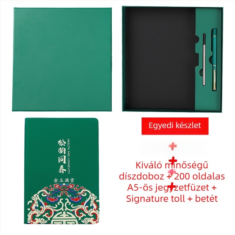 A5-ös vastag notesz ajándékcsomag személyre szabható logóval, Tanárnap, prémium üzleti notesz műbőr borítóval