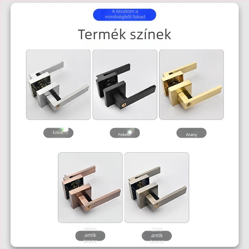 kulcs nélküli háromlábú fogantyúzár belső ajtókhoz, átjáróajtó, mechanikus zár, amerikai stílusú hálószoba