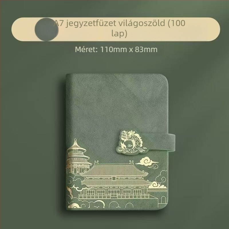 Mini zsebnaptár kínai stílusban, hordozható jegyzetfüzet feljegyzésekhez és számviteli feljegyzésekhez, PU bőrtok