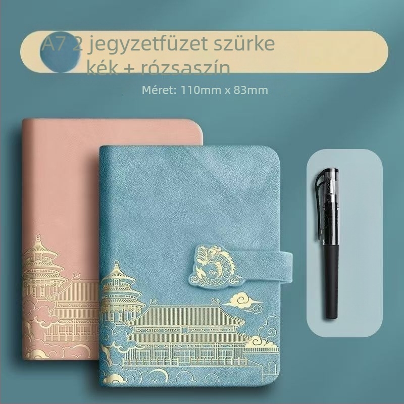 Mini zsebnaptár kínai stílusban, hordozható jegyzetfüzet feljegyzésekhez és számviteli feljegyzésekhez, PU bőrtok