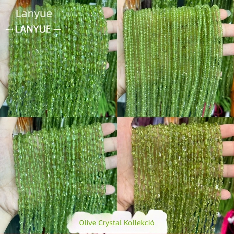 Olív zöld kristály faszetált abakusz gyöngyök, átlátszó zöld peridot színű gyöngyök DIY ékszerkészítéshez
