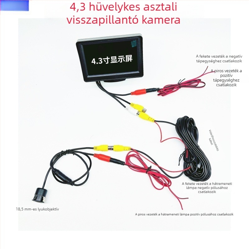 12V-24V 4,3 hüvelykes HD hátsó nézet monitor teherautók és személyautók számára, AV interfésszel és univerzális jármű kijelzővel