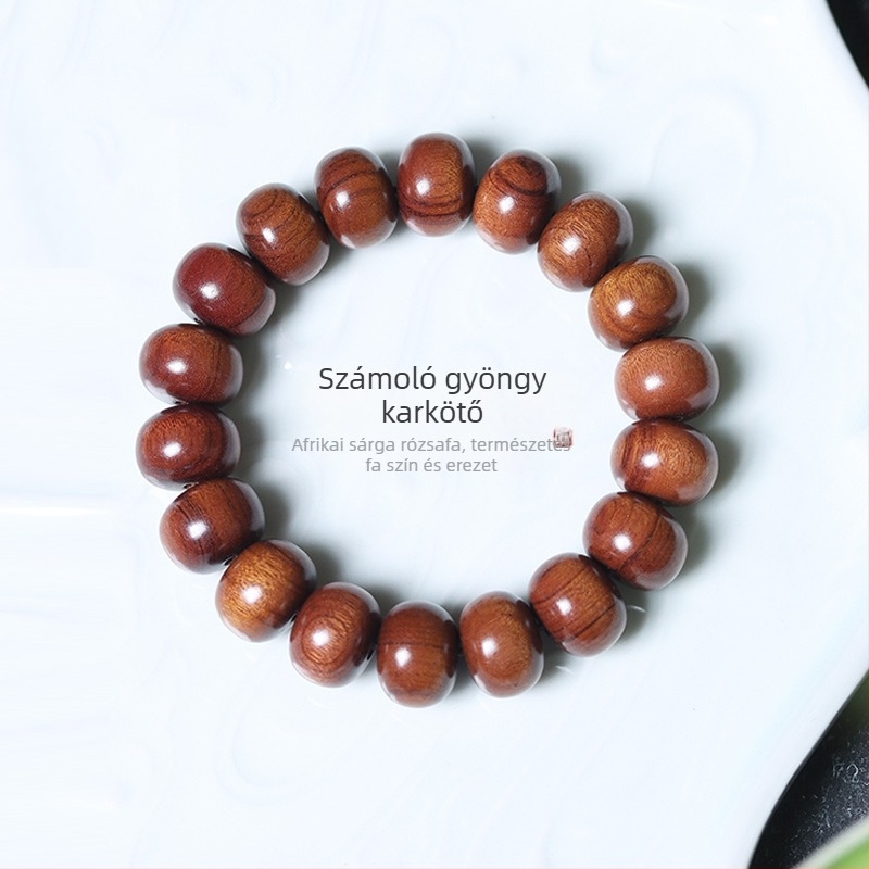 Vintage-stílusú afrikai sandalfa gyöngyökkel készült karkötő abakusz- és Buddha-gyöngyökkel, uniszex minimalistikus ékszer