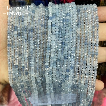 Természetes akvamarin fazettált kocka alakú gyöngyök, 4 mm, félkész DIY ékszerekhez