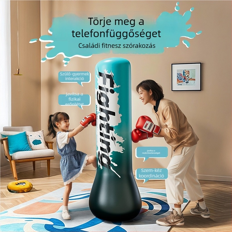 Gyerekeknek PVC-ből készült felfújható bokszoszlop otthoni használatra, függőleges tartó, teljes bokszkészlet gyerekeknek