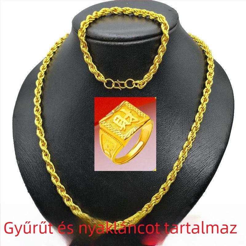 Férfi homok arany színű nyaklánc, vastag kígyó lánccal