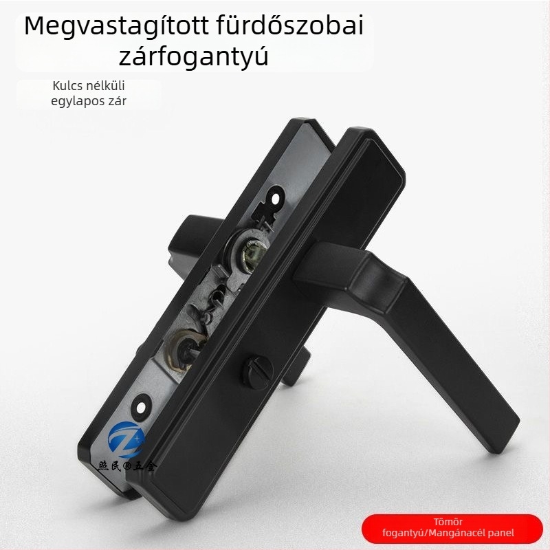 Fürdőszobai ajtózár, alumíniumötvözet, egynyelvű fogantyú, üvegajtóhoz, fekete