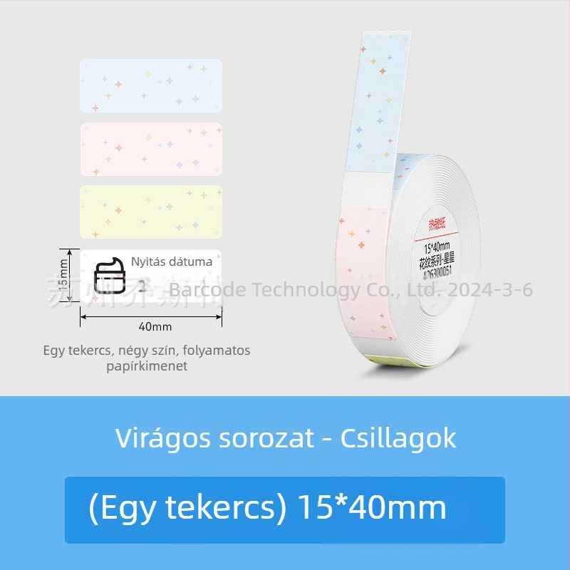 Qirui D11 Bluetooth címkenyomtató névtáblákhoz, termikus nyomtatású címkék, 15 mm nyomatható szélesség