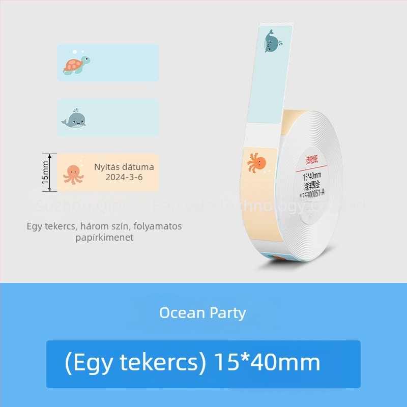 Qirui D11 Bluetooth címkenyomtató névtáblákhoz, termikus nyomtatású címkék, 15 mm nyomatható szélesség