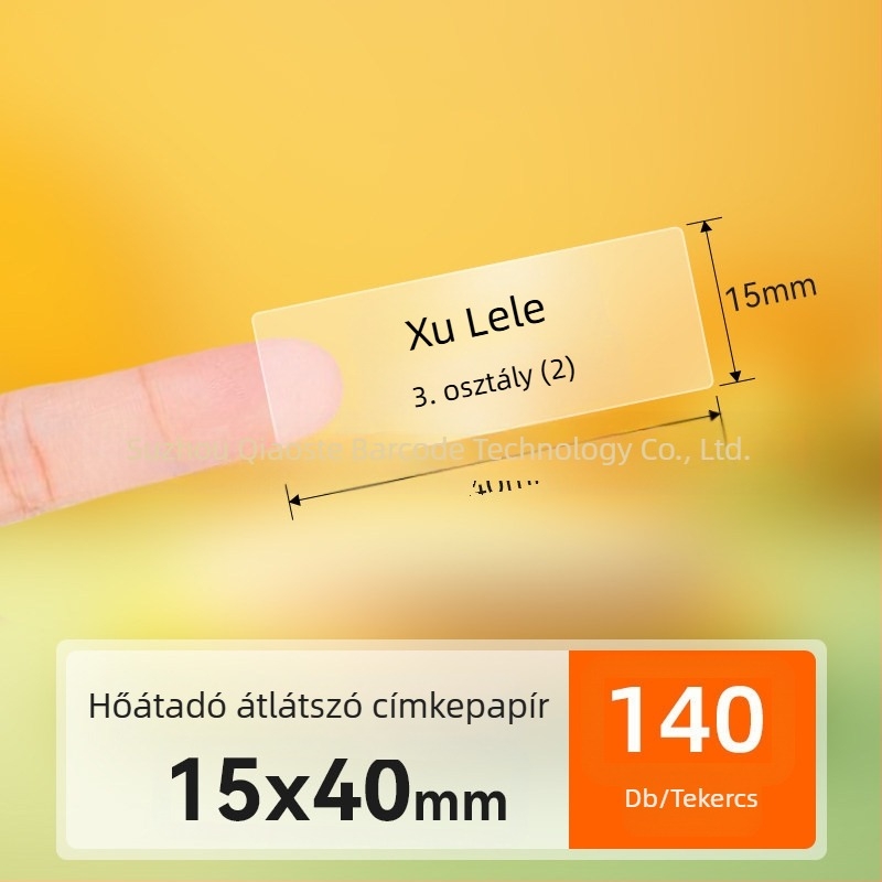 Qirui D11 Bluetooth címkenyomtató névtáblákhoz, termikus nyomtatású címkék, 15 mm nyomatható szélesség