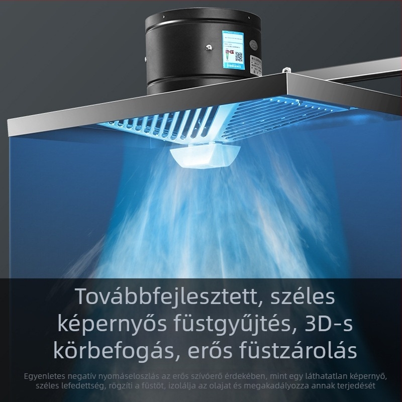 Fekete csúszó sínnel szerelt konyhai szívóberendezés, széles lefedettséggel, erős teljesítményű lakásokhoz
