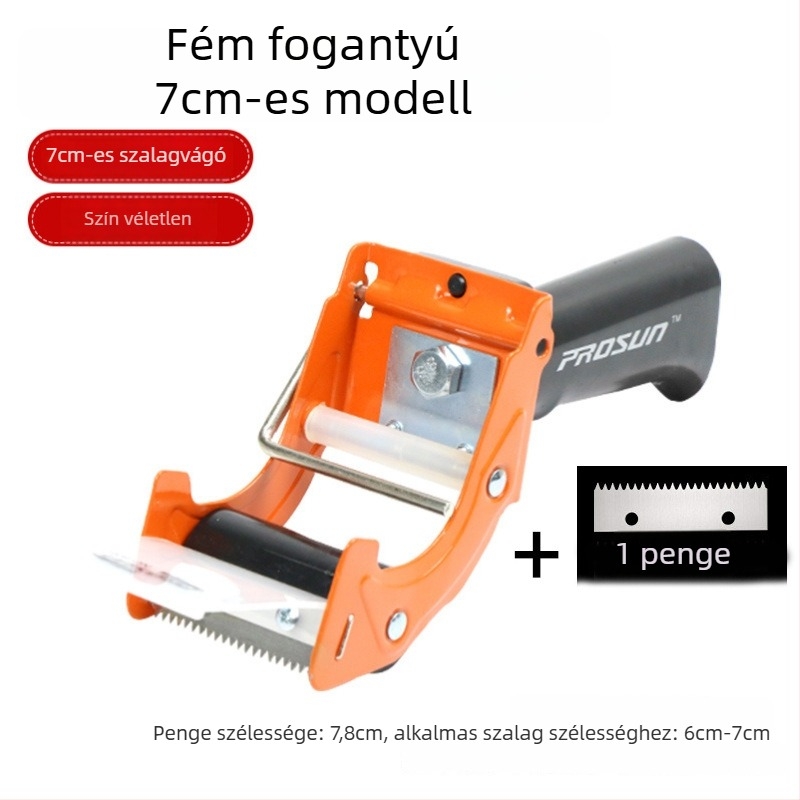 Nagy méretű átlátszó ragasztószalag adagoló fémből készült vágóval
