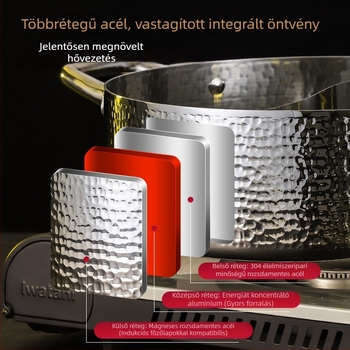 Kétkamrás forró fazék rozsdamentes acélból (304), nagy kapacitású, 2,1–4 L, vastag falú edény hot pothoz és leveshez
