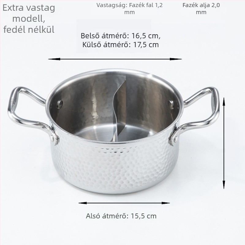 304 rozsdamentes acél egy személyes forró fazék, kettős ízű (yin-yang), forgó dizájn, indukciós és gáztűzhelyhez