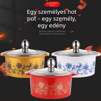 Rozsdamentes acél shabu-shabu fazék, egy személyre szóló, forgó kis fazék, indukciós tűzhelyhez