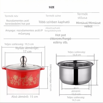 Rozsdamentes acél shabu-shabu fazék, egy személyre szóló, forgó kis fazék, indukciós tűzhelyhez