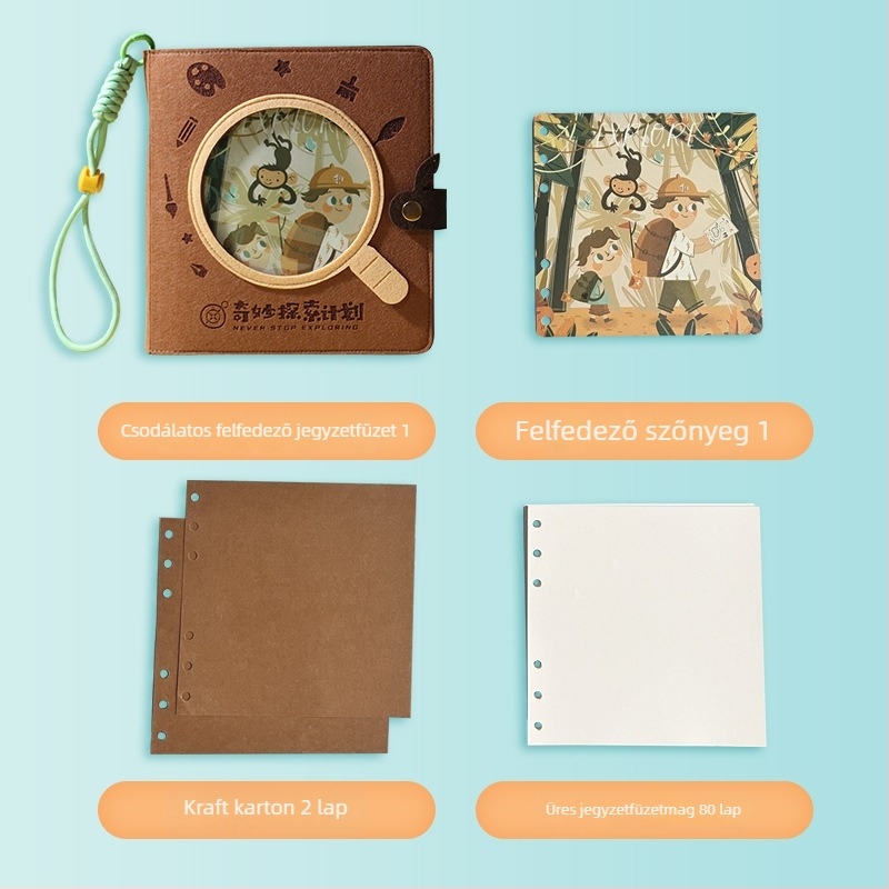 Eredeti filcborítású notesz családi tanuláshoz és csodálatos felfedezésekhez