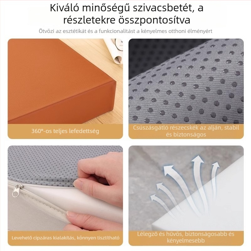 Bejárati cipőcsere szék párnázott ülőfelülettel, vízálló technikai bőrtextúra, macskakarmolás elleni, ablakközelépárna, habos töltés