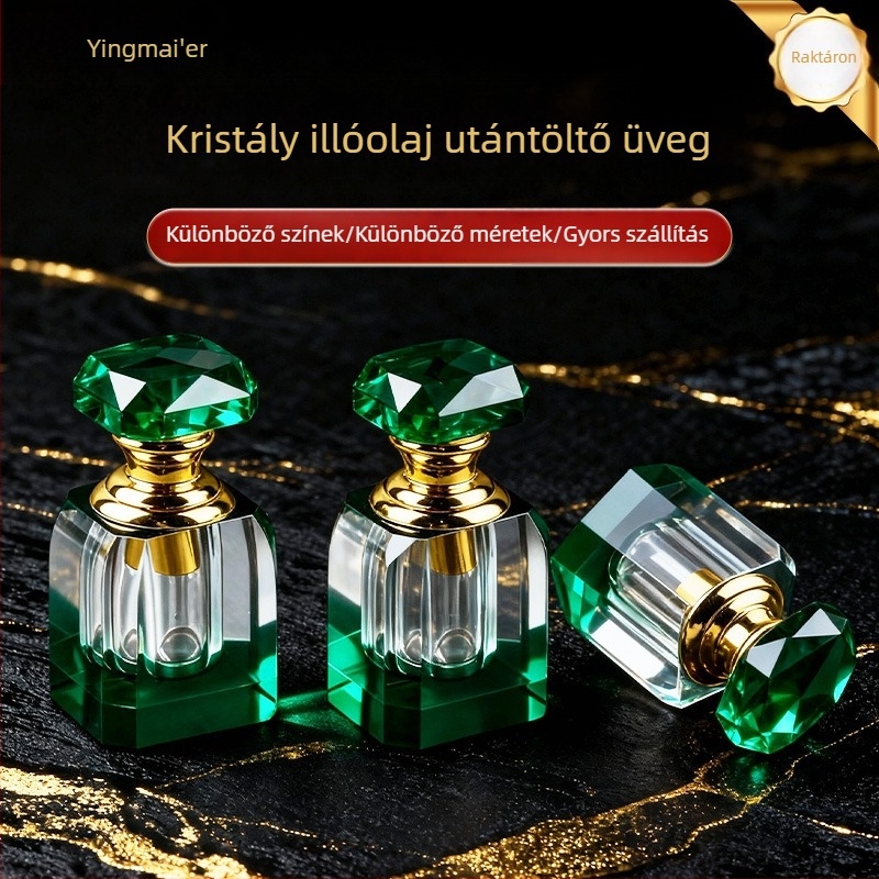 Kristályos parfümös üveg, hordozható illóolajos üveg, utazási kozmetikai tartály